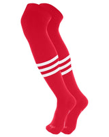 TCK socks Scarlet/White / X-Large Dugout Striped Over the Knee Baseball Socks Pattern B