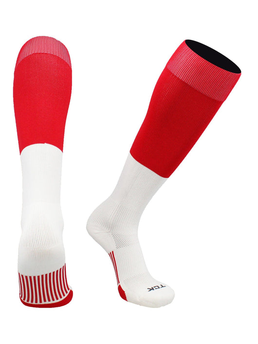 TCK socks Scarlet/White / X-Large End Zone Over the Calf Football Socks