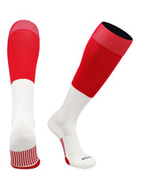 TCK socks Scarlet/White / X-Large End Zone Over the Calf Football Socks