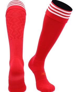 TCK socks Scarlet/White / X-Large Premier Soccer Sock with Fold Down Stripes