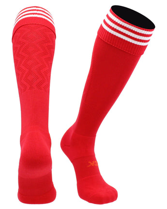 TCK socks Scarlet/White / X-Large Premier Soccer Sock with Fold Down Stripes
