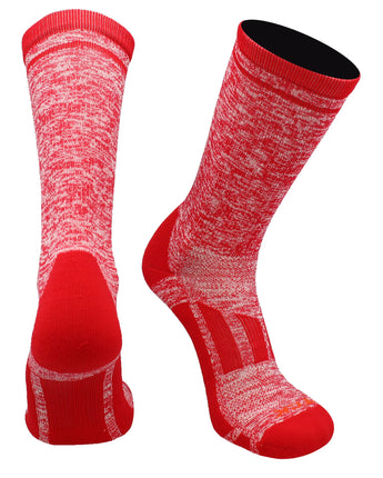 TCK socks Scarlet/White / X-Large Sports Heathered Crew Socks