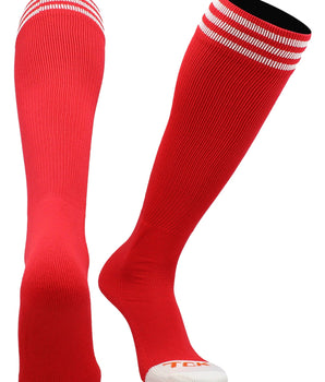 TCK socks Scarlet/White / X-Small Prosport Striped Over the Calf Tube Socks