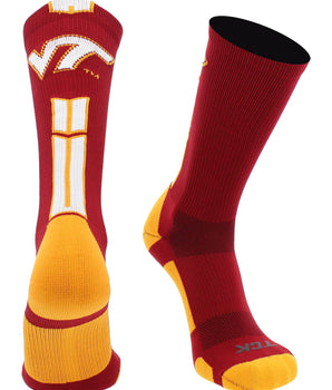 TCK socks Small Virginia Tech Hokies Baseline Crew USA Made
