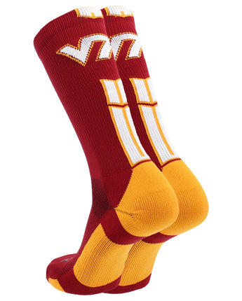 TCK socks Small Virginia Tech Hokies Baseline Crew USA Made