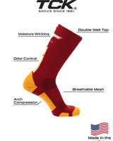 TCK socks Small Virginia Tech Hokies Baseline Crew USA Made