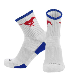 TCK socks SMU Mustangs / Large TCK SMU Mustangs Quarter Socks - Made in USA
