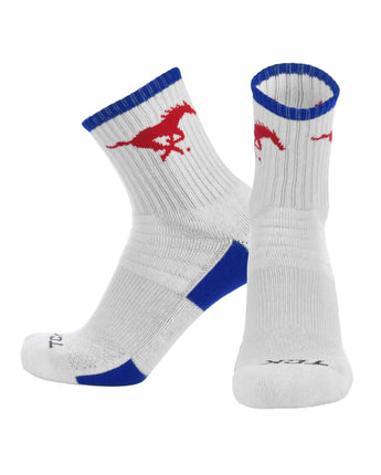 TCK socks SMU Mustangs / Large TCK SMU Mustangs Quarter Socks - Made in USA