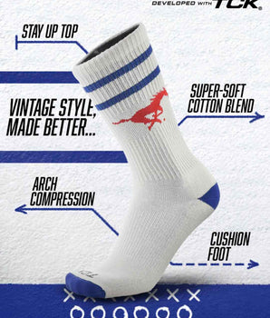 TCK socks SMU Mustangs | Vintage | NCAA Mens and Womens Soft Cotton Sock