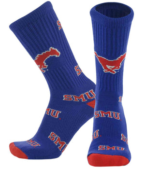 TCK socks SMU Royal/Scarlet / Large SMU Mustangs Mayhem Crew Socks (Made in USA)