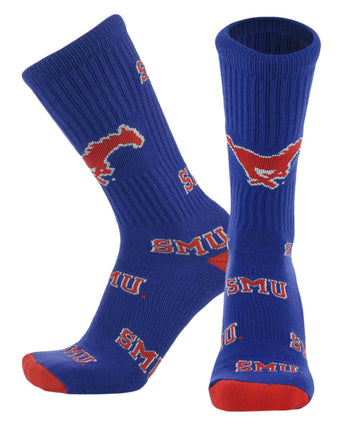 TCK socks SMU Royal/Scarlet / Large SMU Mustangs Mayhem Crew Socks (Made in USA)