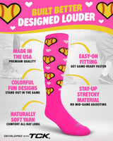 TCK socks Softball Hearts Athletic Knee High Socks