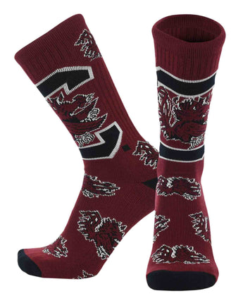 TCK socks South Carolina Cardinal/Black/White / Large South Carolina Gamecocks Mayhem Crew Socks (Made in USA)