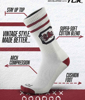 TCK socks South Carolina Gamecocks | Vintage | NCAA Mens and Womens Soft Cotton Sock
