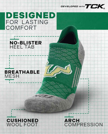 South Florida Bulls No Show Tour Socks - Made in USA