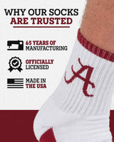 TCK socks TCK Alabama Crimson Tide Quarter Socks - Made in USA
