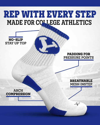 TCK socks TCK BYU Cougars Quarter Socks - Made in USA