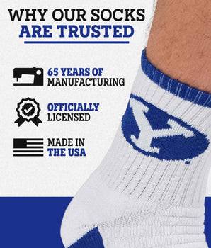 TCK socks TCK BYU Cougars Quarter Socks - Made in USA