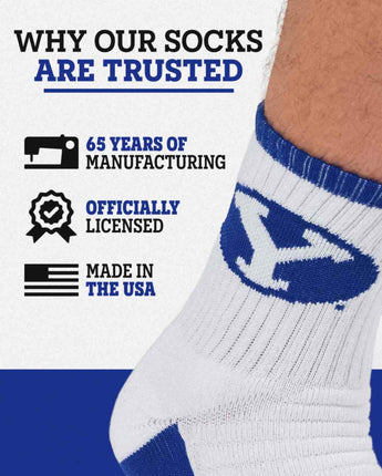 TCK socks TCK BYU Cougars Quarter Socks - Made in USA