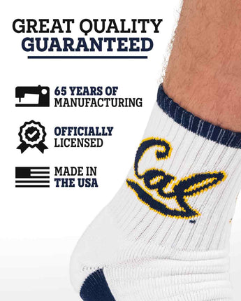 TCK socks TCK Cal Berkeley Golden Bears Quarter Socks - Made in USA