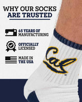 TCK socks TCK Cal Berkeley Golden Bears Quarter Socks - Made in USA