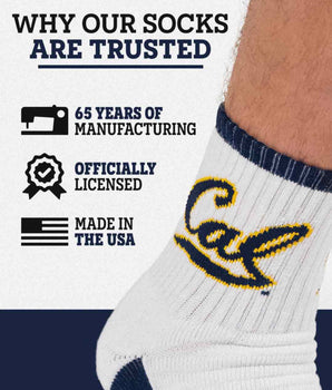 TCK socks TCK Cal Berkeley Golden Bears Quarter Socks - Made in USA