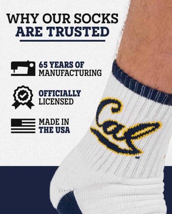 TCK socks TCK Cal Berkeley Golden Bears Quarter Socks - Made in USA
