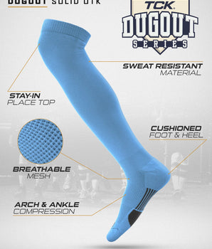 TCK socks TCK Dugout Over the Knee Socks For Baseball, Softball, Football Solid Team Colors