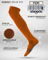 TCK socks TCK Dugout Over the Knee Socks For Baseball, Softball, Football Solid Team Colors