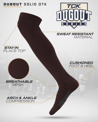 TCK socks TCK Dugout Over the Knee Socks For Baseball, Softball, Football Solid Team Colors