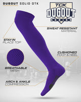 TCK socks TCK Dugout Over the Knee Socks For Baseball, Softball, Football Solid Team Colors