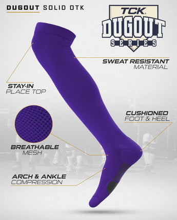 TCK socks TCK Dugout Over the Knee Socks For Baseball, Softball, Football Solid Team Colors