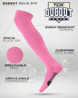TCK socks TCK Dugout Over the Knee Socks For Baseball, Softball, Football Solid Team Colors