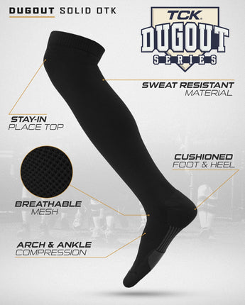 TCK socks TCK Dugout Over the Knee Socks For Baseball, Softball, Football Solid Team Colors