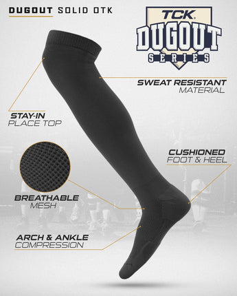 TCK socks TCK Dugout Over the Knee Socks For Baseball, Softball, Football Solid Team Colors