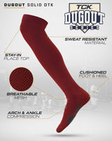 TCK socks TCK Dugout Over the Knee Socks For Baseball, Softball, Football Solid Team Colors