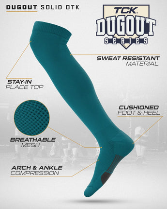 TCK socks TCK Dugout Over the Knee Socks For Baseball, Softball, Football Solid Team Colors