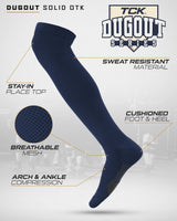 TCK socks TCK Dugout Over the Knee Socks For Baseball, Softball, Football Solid Team Colors