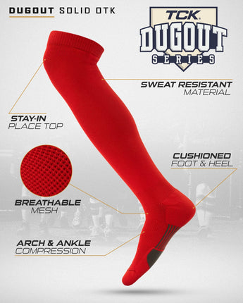 TCK socks TCK Dugout Over the Knee Socks For Baseball, Softball, Football Solid Team Colors