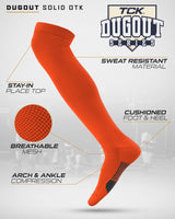 TCK socks TCK Dugout Over the Knee Socks For Baseball, Softball, Football Solid Team Colors