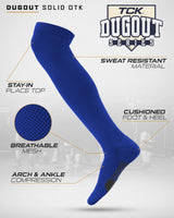 TCK socks TCK Dugout Over the Knee Socks For Baseball, Softball, Football Solid Team Colors