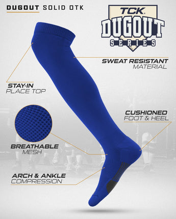 TCK socks TCK Dugout Over the Knee Socks For Baseball, Softball, Football Solid Team Colors