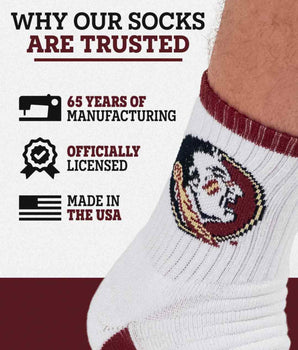 TCK socks TCK Florida State Seminoles Quarter Socks - Made in USA