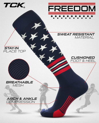 TCK socks TCK Freedom Dugout Stars and Stripes OTC Baseball & Softball Socks - USA Made