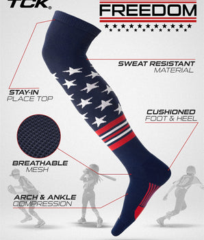 TCK socks TCK Freedom Dugout Stars and Stripes OTK Baseball & Softball Socks - USA Made
