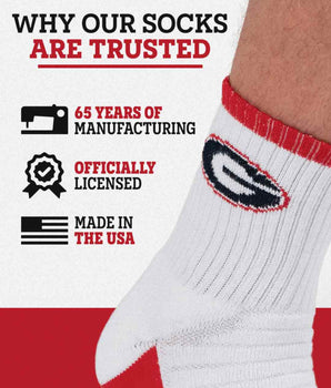 TCK socks TCK Georgia Bulldogs Quarter Socks - Made in USA
