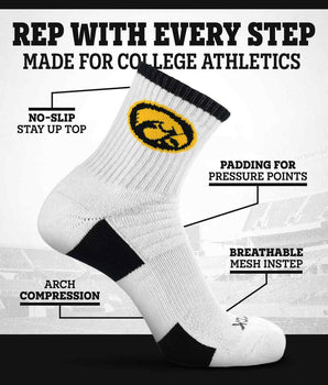 TCK socks TCK Iowa Hawkeyes Quarter Socks - Made in USA
