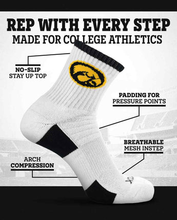 TCK socks TCK Iowa Hawkeyes Quarter Socks - Made in USA