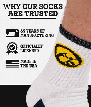 TCK socks TCK Iowa Hawkeyes Quarter Socks - Made in USA
