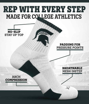TCK socks TCK Michigan State Spartans Quarter Socks - Made in USA